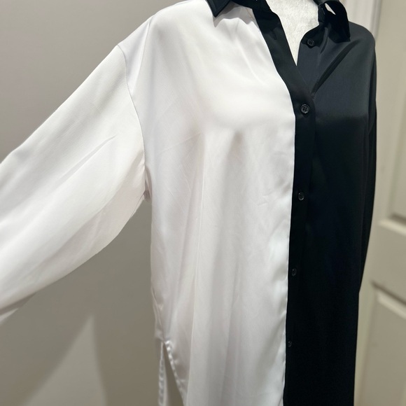 Chic Black and White Women's Blouse - Picture 3 of 6